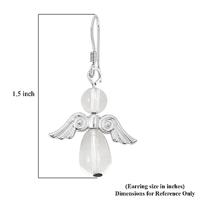 2 Piece Set - Lab Created Crystal Angel Adjustable Black Cord Necklace (14 Inches) and Earrings in Silvertone 27.00 ctw
