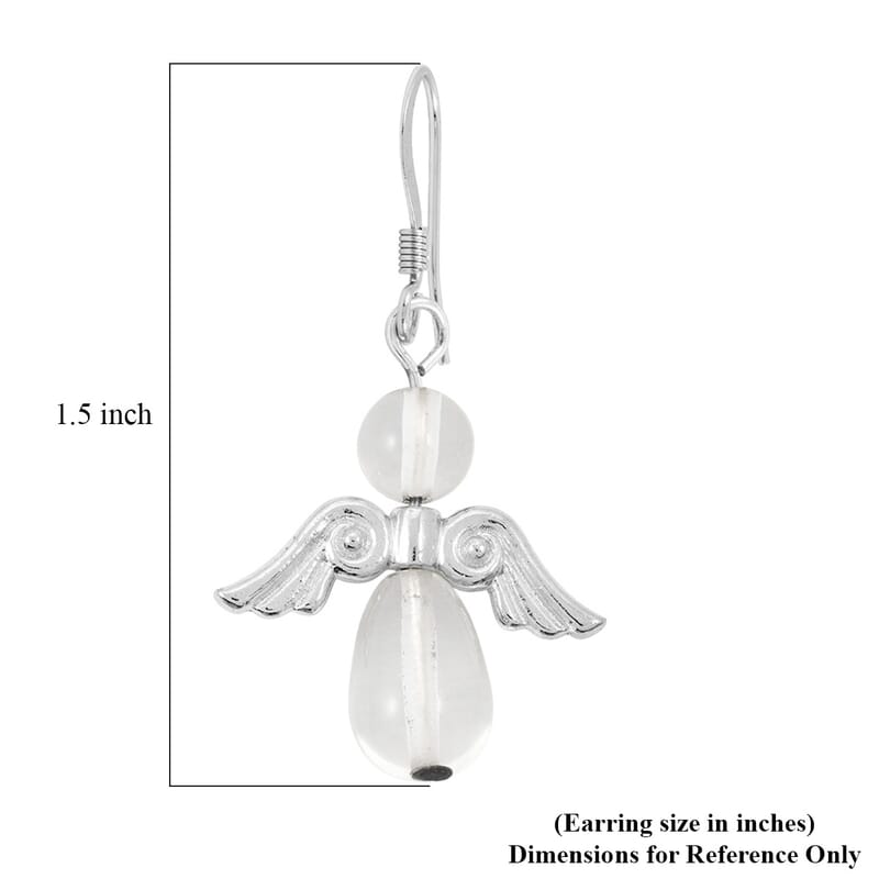 2 Piece Set - Lab Created Crystal Angel Adjustable Black Cord Necklace (14 Inches) and Earrings in Silvertone 27.00 ctw