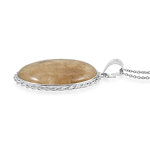 Rutile Quartz 47 ctw Pendant in Silvertone with Stainless Steel Necklace 20 Inches