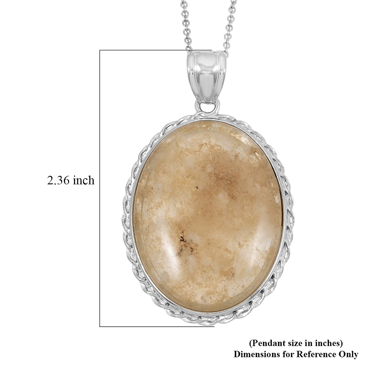 Rutile Quartz 47 ctw Pendant in Silvertone with Stainless Steel Necklace 20 Inches image number 5