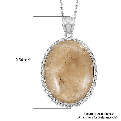 Rutile Quartz 47 ctw Pendant in Silvertone with Stainless Steel Necklace 20 Inches