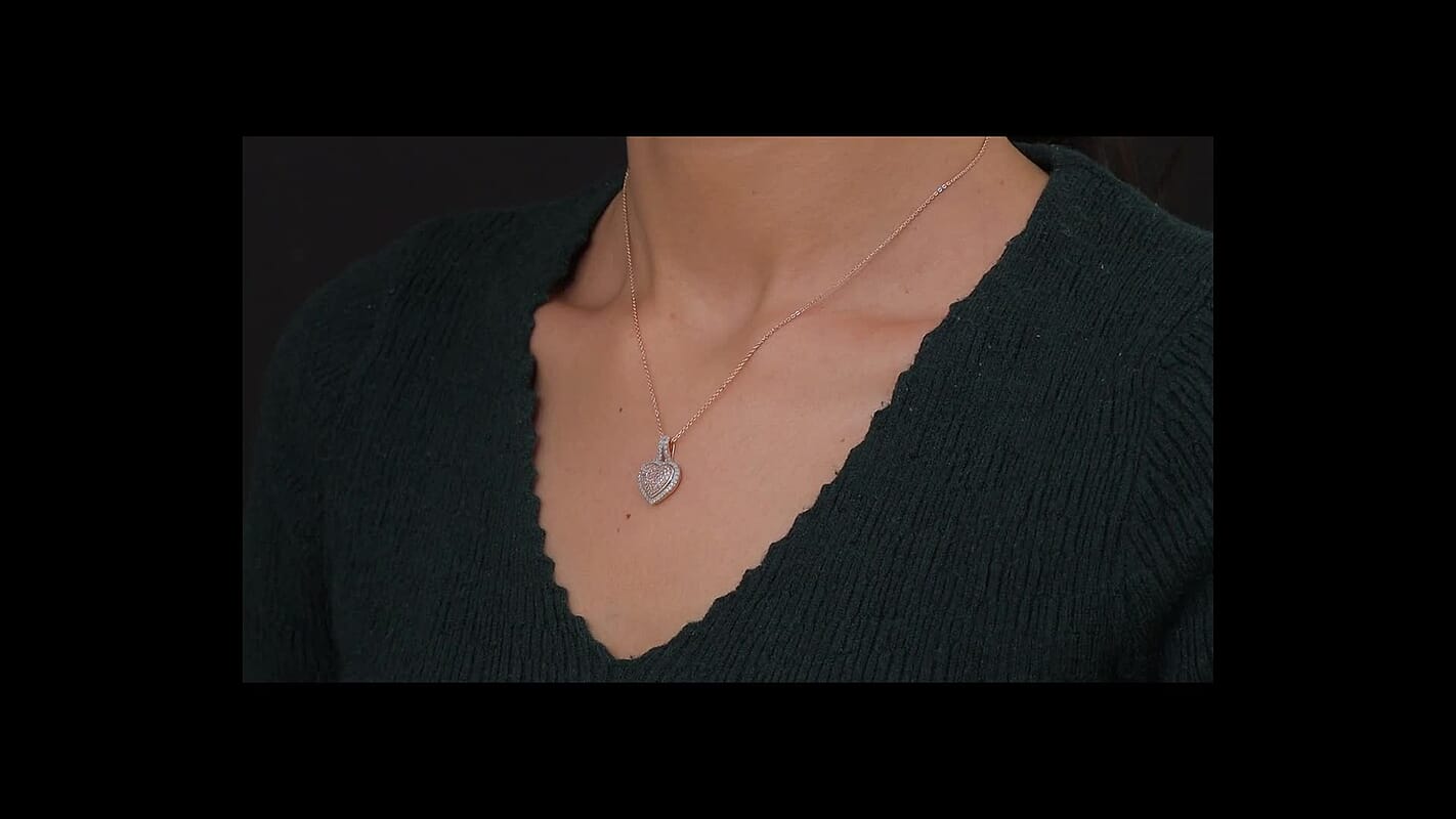 D'Joy Natural Pink and White Diamond I3 0.50 ctw Timeless Love Pendant Necklace in 18K Vermeil Rose Gold Over Sterling Silver 20 Inches