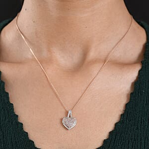 D'Joy Natural Pink and White Diamond I3 0.50 ctw Timeless Love Pendant Necklace in 18K Vermeil Rose Gold Over Sterling Silver 20 Inches
