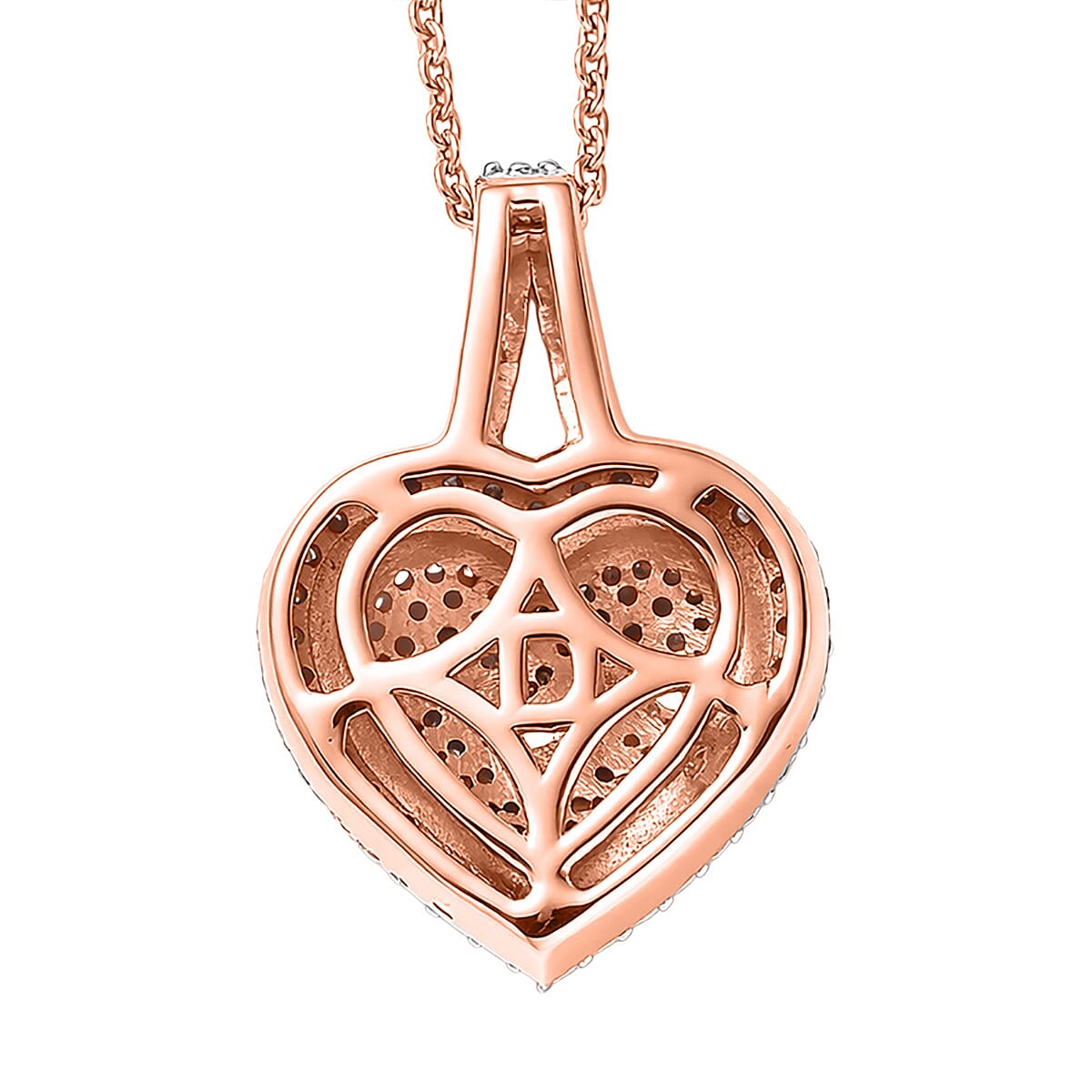 D'Joy Natural Pink and White Diamond I3 0.50 ctw Timeless Love Pendant Necklace in 18K Vermeil Rose Gold Over Sterling Silver 20 Inches image number 4