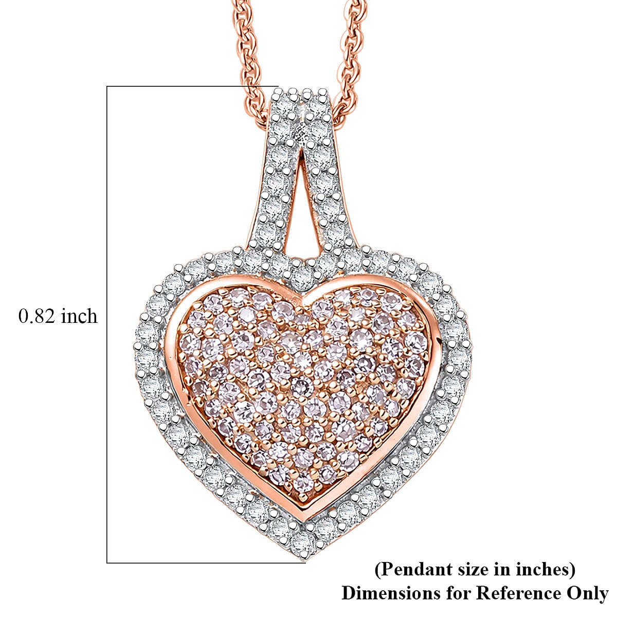 D'Joy Natural Pink and White Diamond I3 0.50 ctw Timeless Love Pendant Necklace in 18K Vermeil Rose Gold Over Sterling Silver 20 Inches image number 5