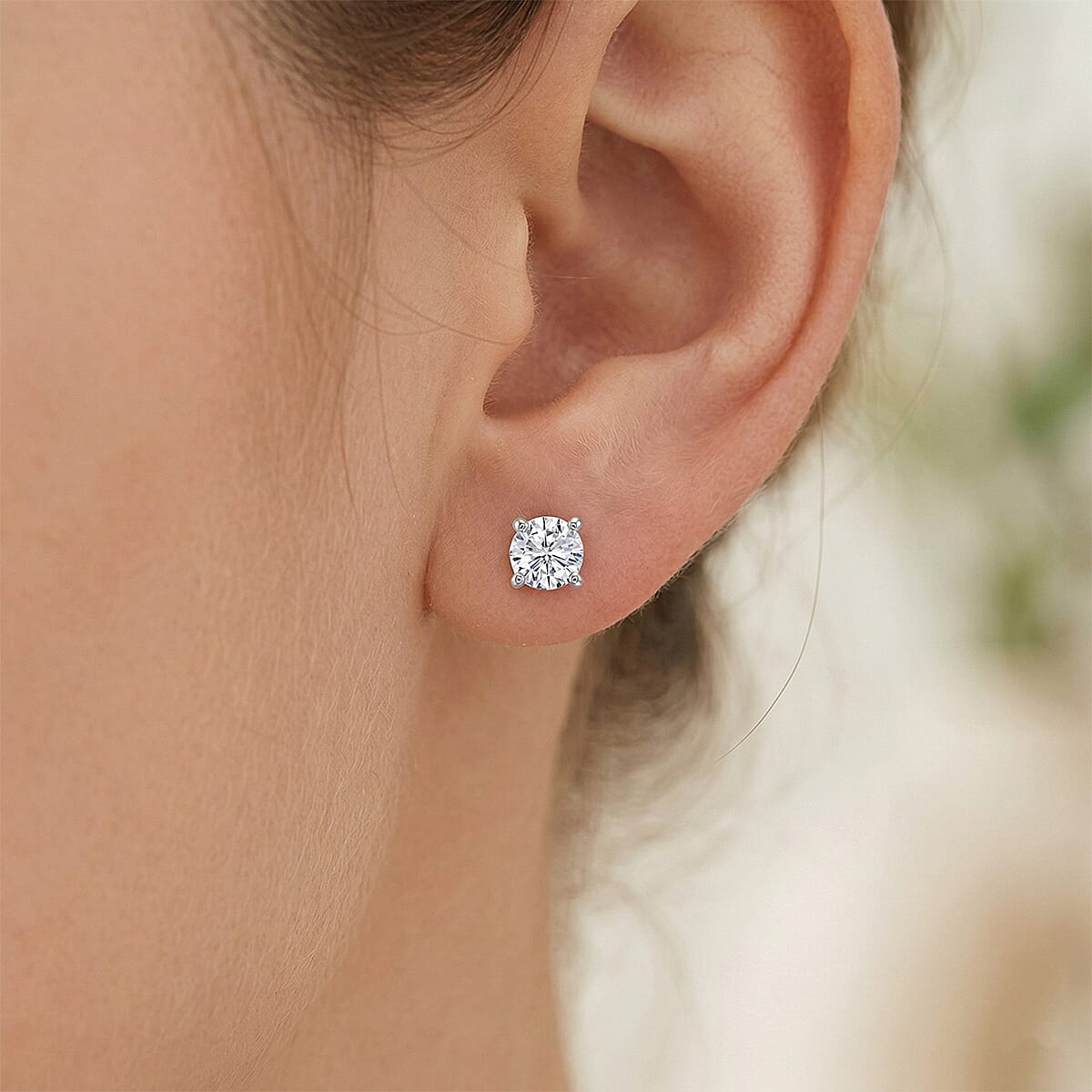 D'Joy Moissanite 2.90 ctw Set of 3 Earrings in Platinum Over Sterling Silver image number 2