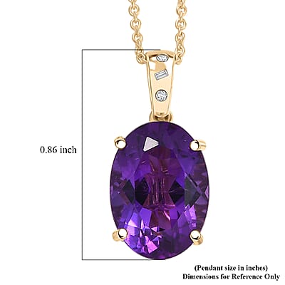 Luxoro Premium Lusaka Amethyst and Diamond 6.00 ctw Pendant Necklace in 10K Yellow Gold 20 Inches