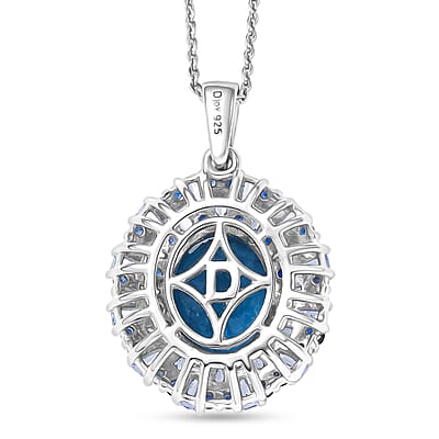 D'Joy London Blue Topaz and Multi Gemstone 6.75 ctw Pendant Necklace in Rhodium Over Sterling Silver 20 Inches 
