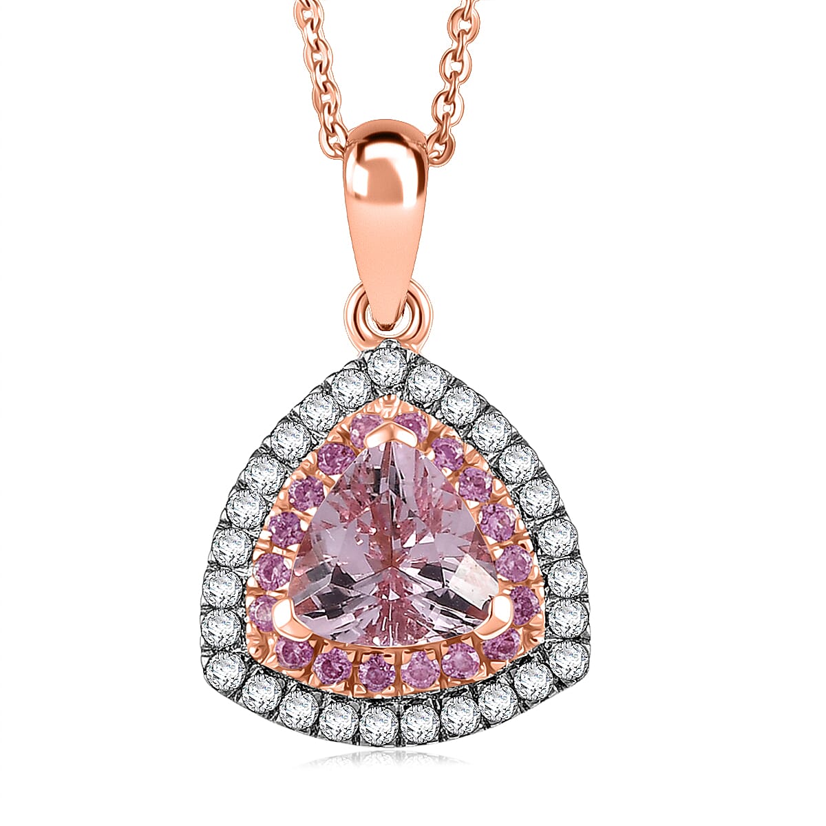 D'Joy Premium Pink Morganite and Multi Gemstone 2.10 ctw Pendant Necklace in 18K Vermeil Rose Gold Over Sterling Silver 20 Inches