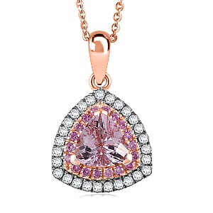 D'Joy Premium Pink Morganite and Multi Gemstone 2.10 ctw Pendant Necklace in 18K Vermeil Rose Gold Over Sterling Silver 20 Inches