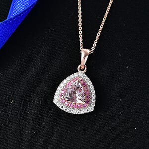 D'Joy Premium Pink Morganite and Multi Gemstone 2.10 ctw Pendant Necklace in 18K Vermeil Rose Gold Over Sterling Silver 20 Inches