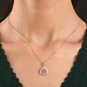 D'Joy Premium Pink Morganite and Multi Gemstone 2.10 ctw Pendant Necklace in 18K Vermeil Rose Gold Over Sterling Silver 20 Inches