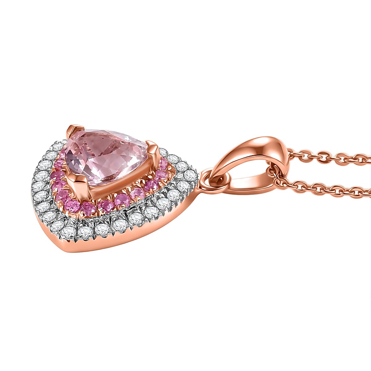 D'Joy Premium Pink Morganite and Multi Gemstone 2.10 ctw Pendant Necklace in 18K Vermeil Rose Gold Over Sterling Silver 20 Inches image number 3