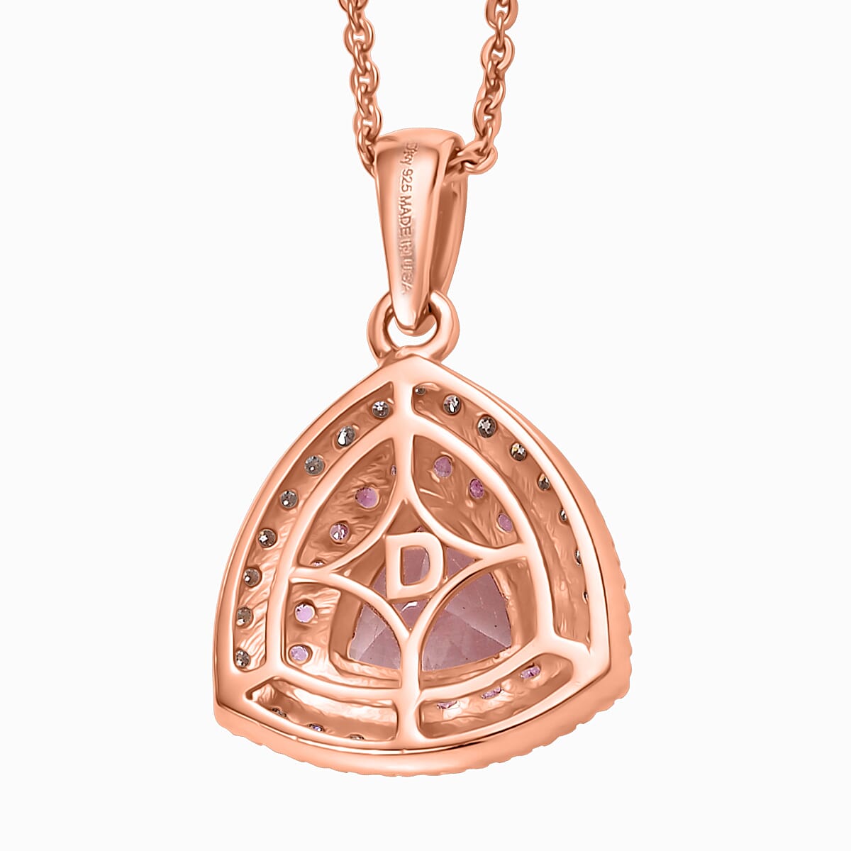 D'Joy Premium Pink Morganite and Multi Gemstone 2.10 ctw Pendant Necklace in 18K Vermeil Rose Gold Over Sterling Silver 20 Inches