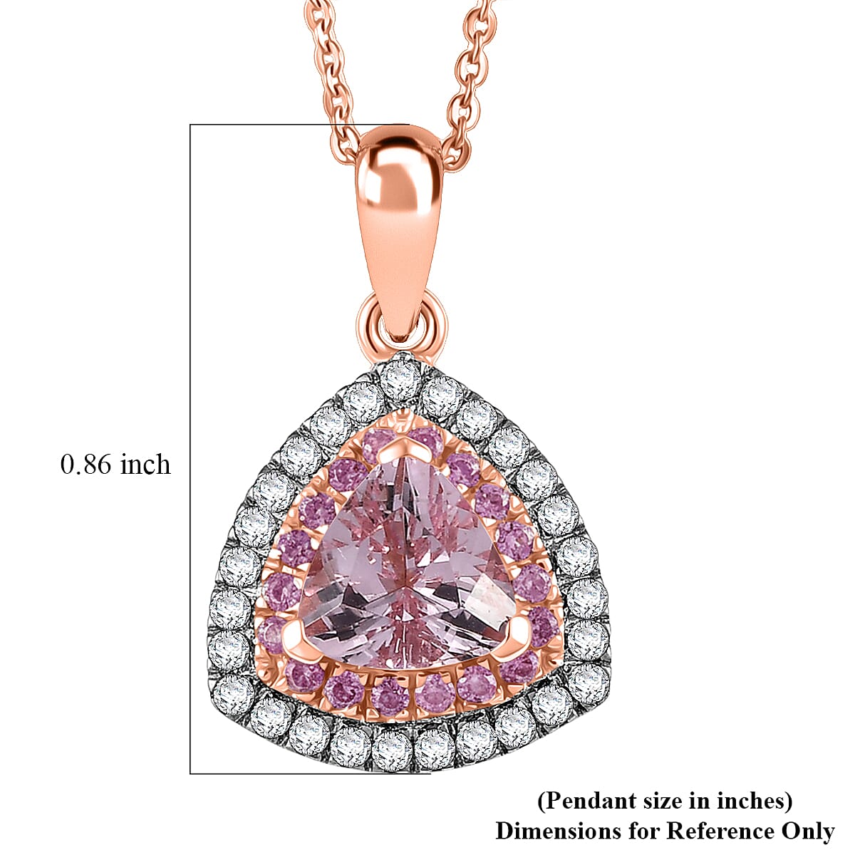 D'Joy Premium Pink Morganite and Multi Gemstone 2.10 ctw Pendant Necklace in 18K Vermeil Rose Gold Over Sterling Silver 20 Inches