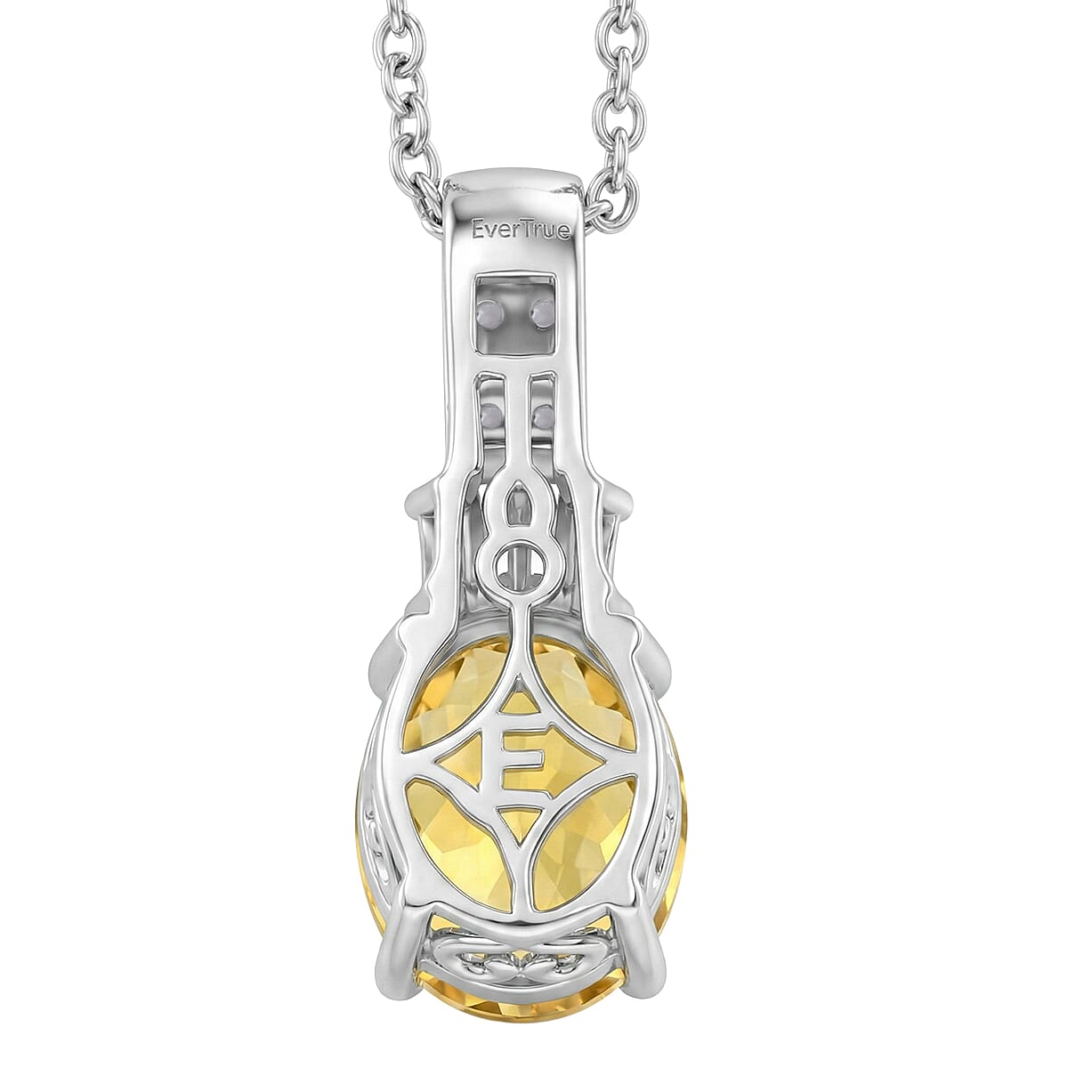 EverTrue Brazilian Citrine and White Zircon 3.85 ctw Pendant in Platinum Bond with Stainless Steel Necklace 20 Inches image number 4