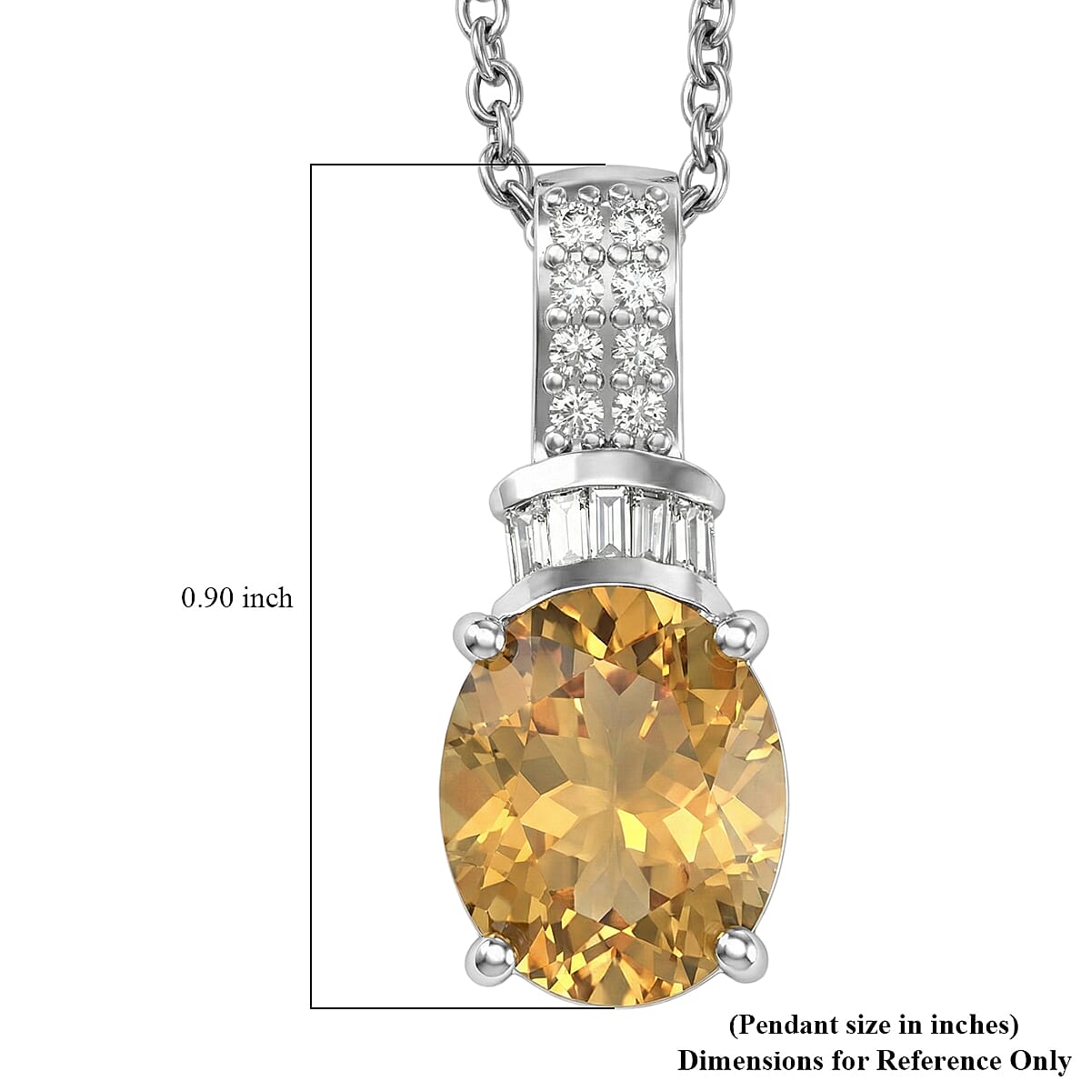 EverTrue Brazilian Citrine and White Zircon 3.85 ctw Pendant in Platinum Bond with Stainless Steel Necklace 20 Inches image number 5