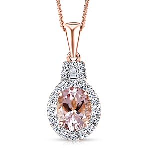 Certified & Appraised AAA Pink Morganite and Luxuriant Lab Grown Diamond G-H SI 3.19 ctw Pendant Necklace in 10K Rose Gold (20 Inches)