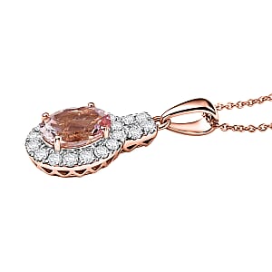 Certified & Appraised AAA Pink Morganite and Luxuriant Lab Grown Diamond G-H SI 3.19 ctw Pendant Necklace in 10K Rose Gold (20 Inches)