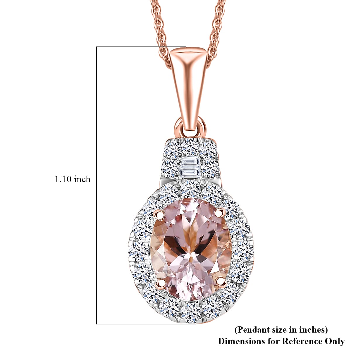Certified & Appraised AAA Pink Morganite and Luxuriant Lab Grown Diamond G-H SI 3.19 ctw Pendant Necklace in 10K Rose Gold (20 Inches) image number 5