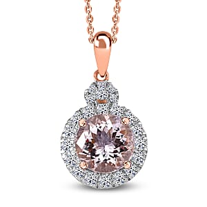 Certified & Appraised AAA Pink Morganite and Luxuriant Lab Grown Diamond G-H SI 2.93 ctw Pendant Necklace in 10K Rose Gold (20 Inches)