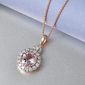 Certified & Appraised AAA Pink Morganite and Luxuriant Lab Grown Diamond G-H SI 2.93 ctw Pendant Necklace in 10K Rose Gold (20 Inches)