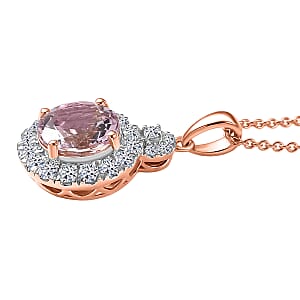 Certified & Appraised AAA Pink Morganite and Luxuriant Lab Grown Diamond G-H SI 2.93 ctw Pendant Necklace in 10K Rose Gold (20 Inches)