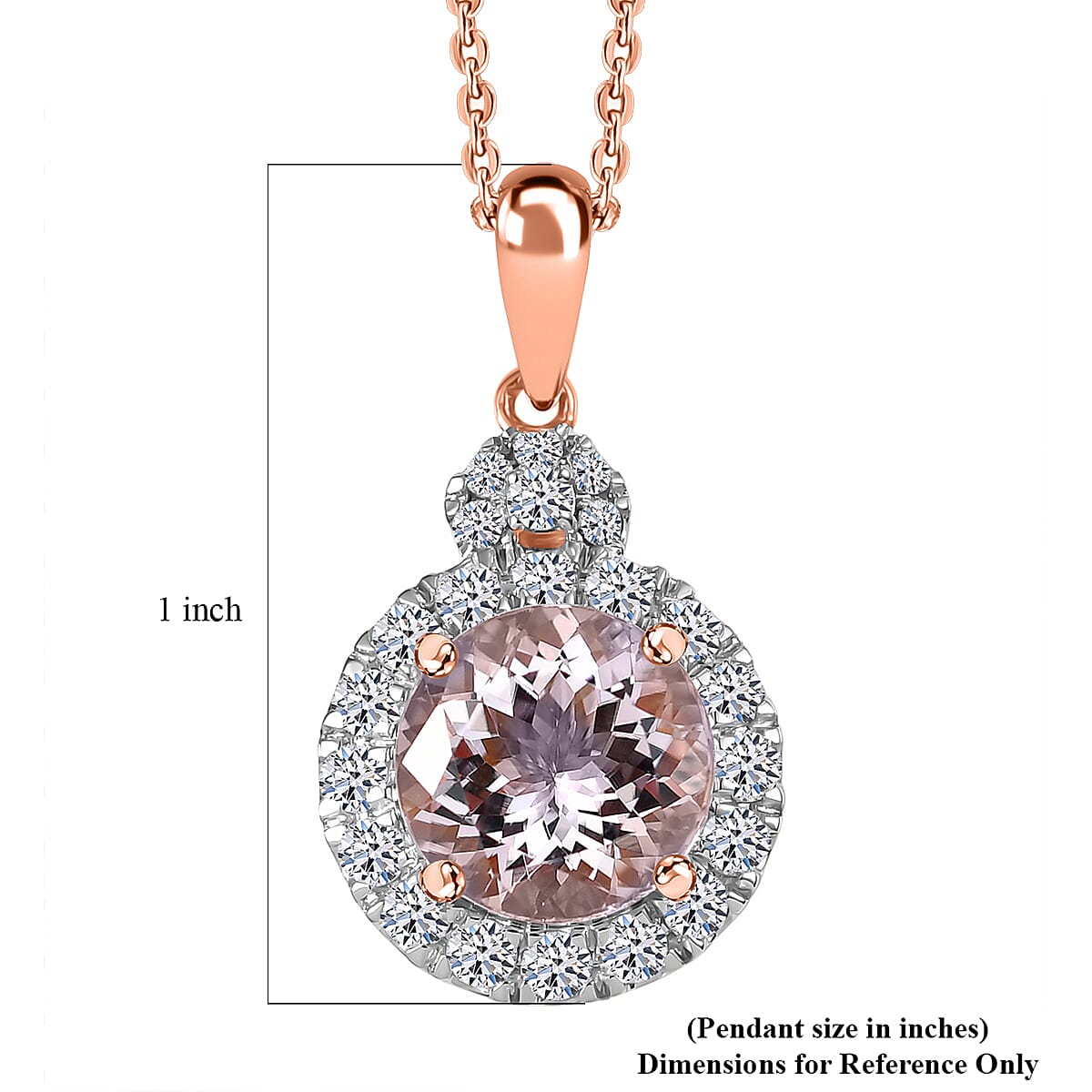 Certified & Appraised AAA Pink Morganite and Luxuriant Lab Grown Diamond G-H SI 2.93 ctw Pendant Necklace in 10K Rose Gold (20 Inches) image number 5