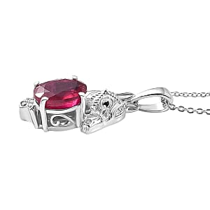 D'Joy Premium Niassa Ruby (FF) and Multi Gemstone 2.85 ctw Horse Pendant Necklace in Rhodium Over Sterling Silver 20 Inches 