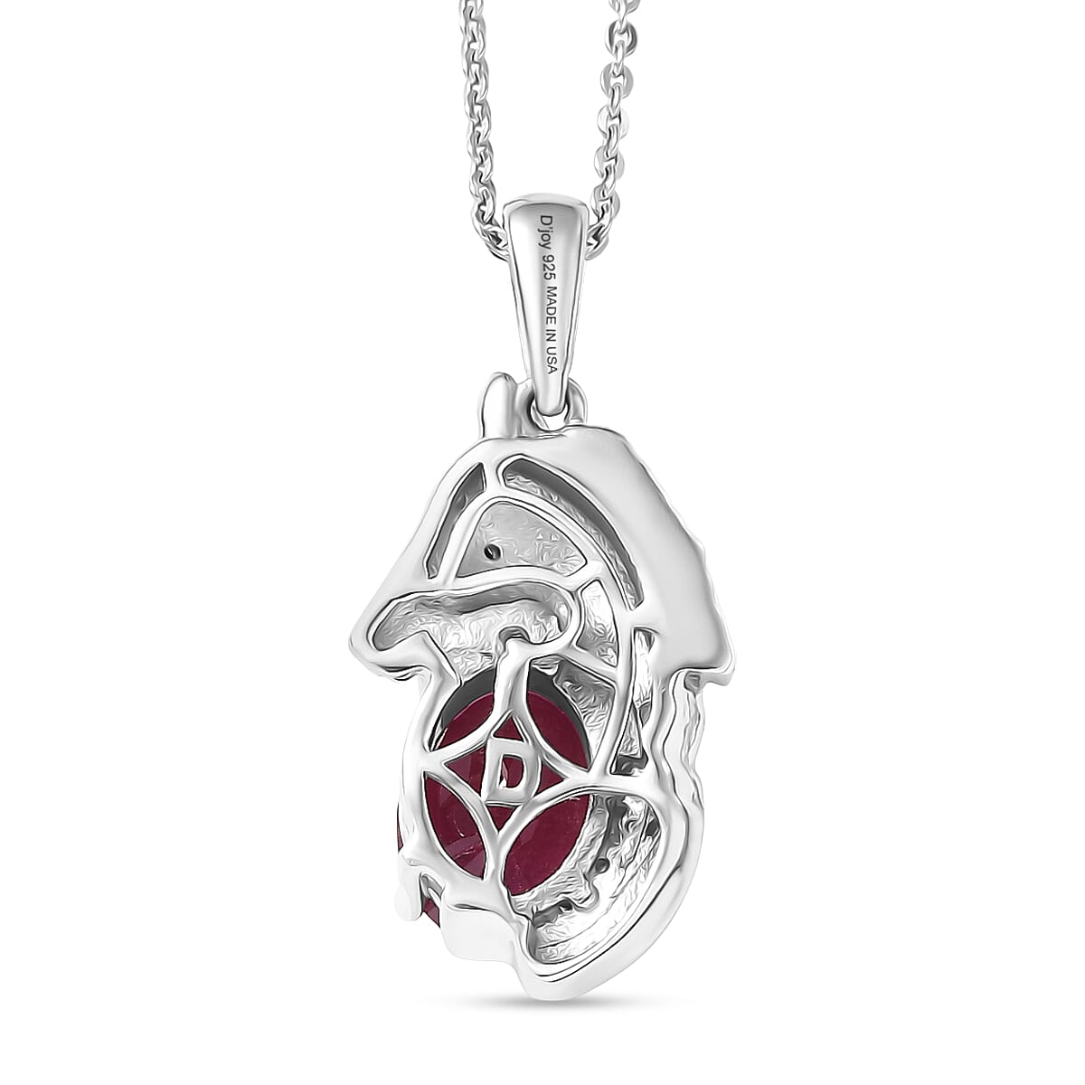 D'Joy Premium Niassa Ruby (FF) and Multi Gemstone 2.85 ctw Horse Pendant Necklace in Rhodium Over Sterling Silver 20 Inches  image number 3
