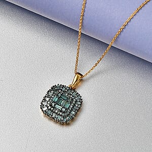Luxuriant Lab Grown Green Diamond SI 1.00 ctw Green Majesty Pendant Necklace in 18K Vermeil Yellow Gold Over Sterling Silver 20 Inches 