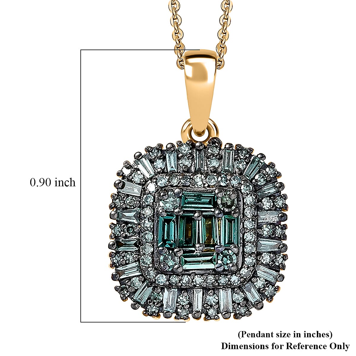 Luxuriant Lab Grown Green Diamond SI 1.00 ctw Green Majesty Pendant Necklace in 18K Vermeil Yellow Gold Over Sterling Silver 20 Inches  image number 5