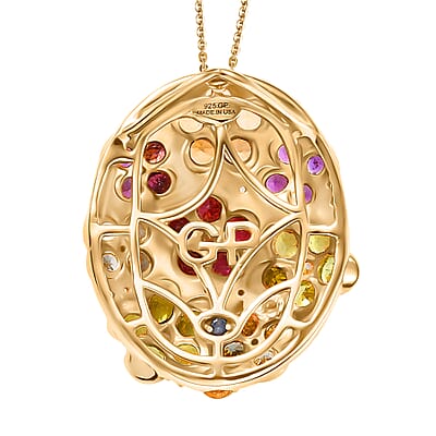 GP Italian Garden Collection Multi Gemstone 5.10 ctw Pendant Necklace (20 Inches) in 18K Vermeil Yellow Gold Over Sterling Silver
