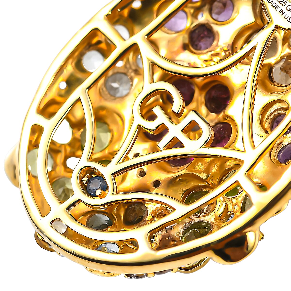 GP Multi Gemstone 5.10 ctw Pendant Necklace (20 Inches) in 18K Vermeil Yellow Gold Over Sterling Silver