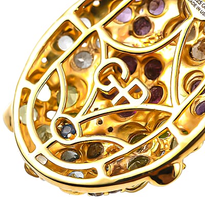 GP Italian Garden Collection Multi Gemstone 5.10 ctw Pendant Necklace (20 Inches) in 18K Vermeil Yellow Gold Over Sterling Silver