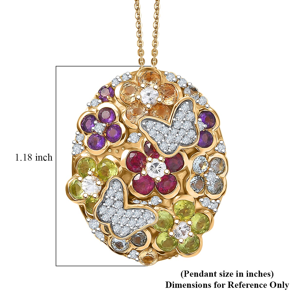 GP Multi Gemstone 5.10 ctw Pendant Necklace (20 Inches) in 18K Vermeil Yellow Gold Over Sterling Silver image number 7