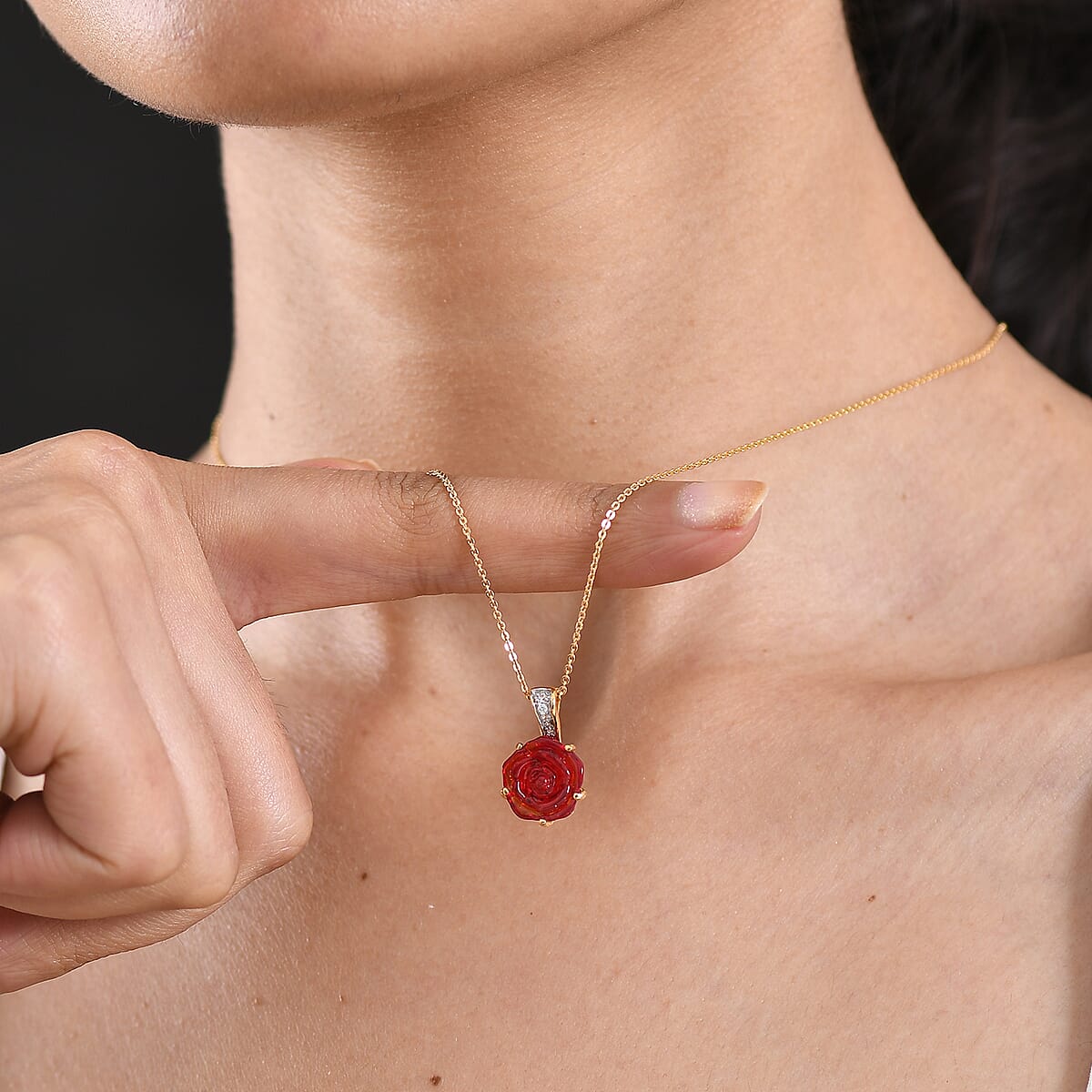 GP Whispers of Murano Style, White Zircon 0.07 ctw Pendant Necklace in 18K Vermeil YG Over Sterling Silver (20 Inches) (Del. in 8-10 Days) image number 2