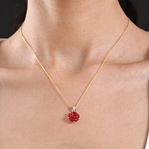 GP Whispers of Murano Style, White Zircon 0.07 ctw Pendant Necklace in 18K Vermeil YG Over Sterling Silver (20 Inches) (Del. in 8-10 Days)