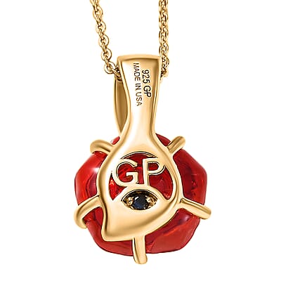 GP Whispers of Murano Style, White Zircon 0.07 ctw Pendant Necklace in 18K Vermeil YG Over Sterling Silver (20 Inches)