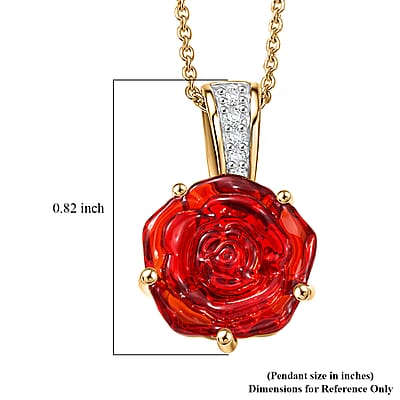 GP Whispers of Murano Style, White Zircon 0.07 ctw Pendant Necklace in 18K Vermeil YG Over Sterling Silver (20 Inches)
