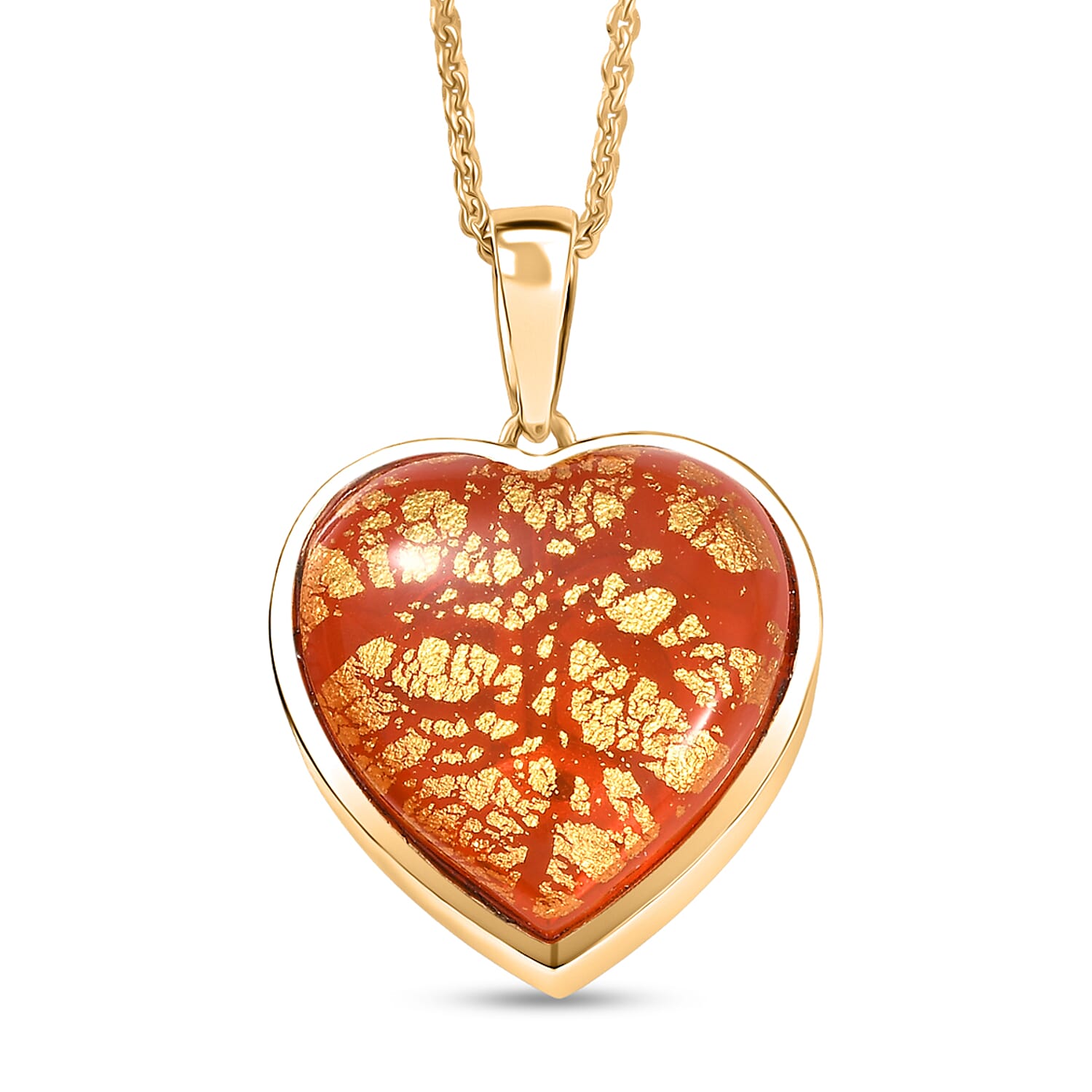 GP Whispers of Murano Glass Heart Pendant Necklace in 18K Vermeil Yellow Gold Over Sterling Silver (20 Inches)