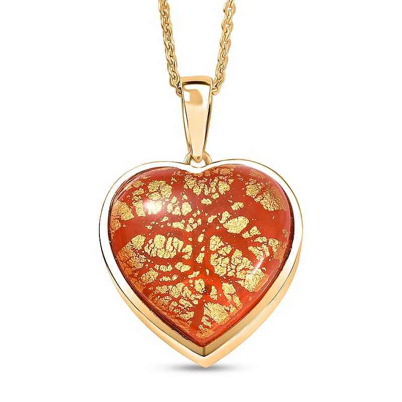 GP Whispers of Murano Style Heart Pendant Necklace in 18K Vermeil Yellow Gold Over Sterling Silver (20 Inches)