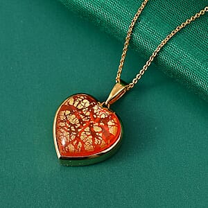 GP Whispers of Murano Style Heart Pendant Necklace in 18K Vermeil Yellow Gold Over Sterling Silver (20 Inches) (Del. in 8-10 Days)