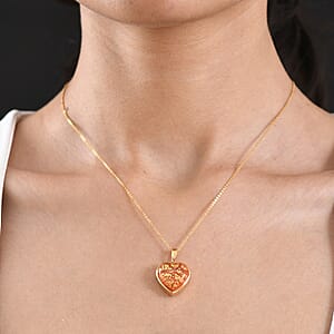 GP Whispers of Murano Style Heart Pendant Necklace in 18K Vermeil Yellow Gold Over Sterling Silver (20 Inches) (Del. in 8-10 Days)