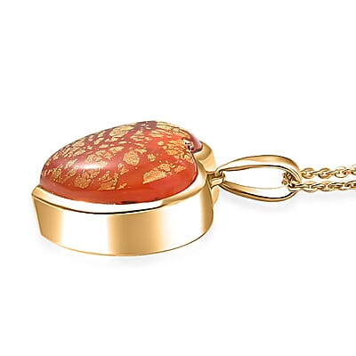 GP Whispers of Murano Style Heart Pendant Necklace in 18K Vermeil Yellow Gold Over Sterling Silver (20 Inches)
