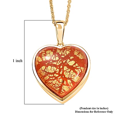 GP Whispers of Murano Style Heart Pendant Necklace in 18K Vermeil Yellow Gold Over Sterling Silver (20 Inches)