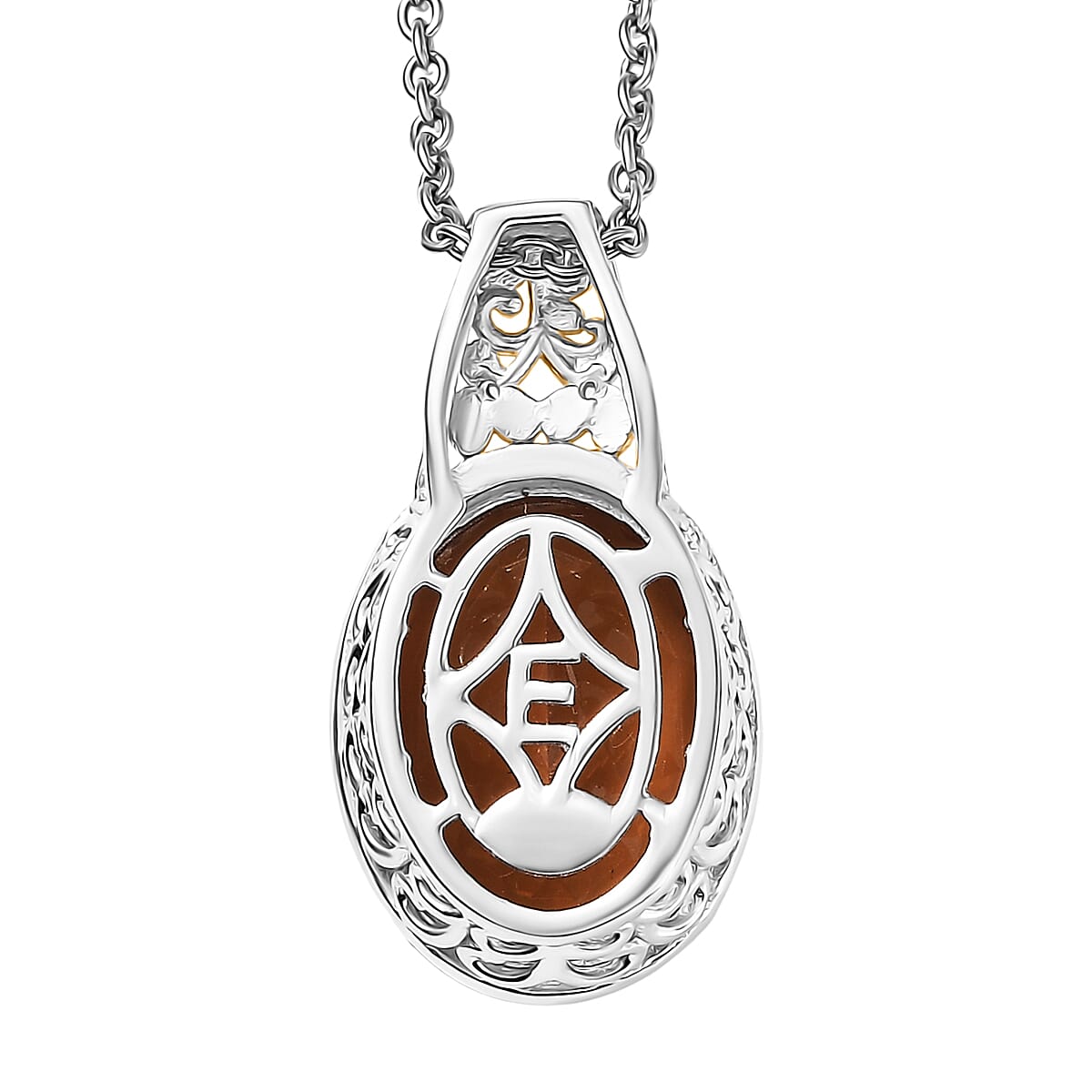 EverTrue Autumn Alexite and White Zircon 8.80 ctw Fallfire Solitaire Pendant in 18K YG Plated and Platinum Bond with Stainless Steel Necklace 18 Inches