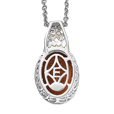 EverTrue Autumn Alexite and White Zircon 8.80 ctw Fallfire Solitaire Pendant in 18K YG Plated and Platinum Bond with Stainless Steel Necklace 18 Inches