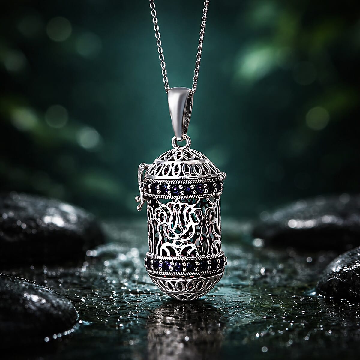 D'Joy Passport to Israel Premium Catalina Iolite 1.25 ctw Pendant Necklace in Sterling Silver 18 Inches  image number 1