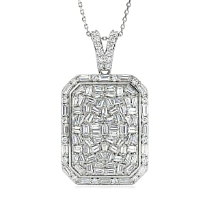 D'Joy Moissanite 3.70 ctw Shattered Mirror Pendant Necklace in Rhodium Over Sterling Silver 20 Inches 